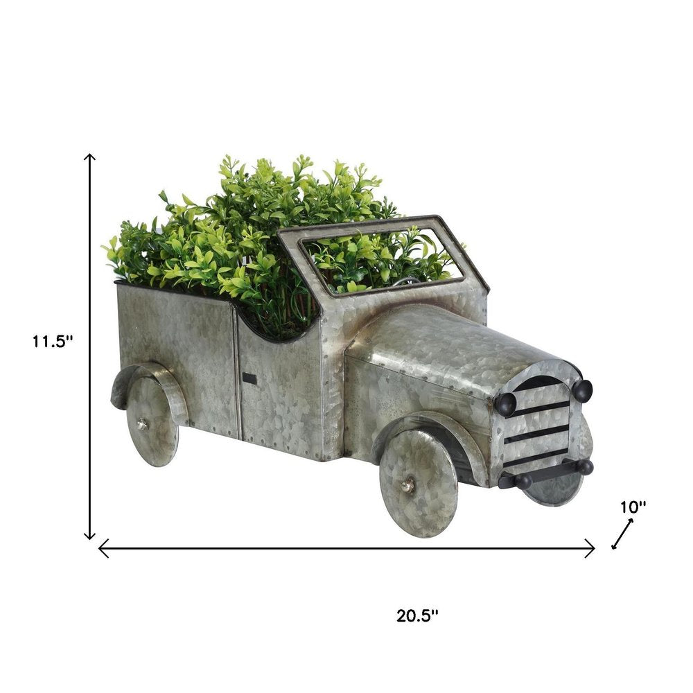 21" Silver Metal Flowers Hand Painted Truck Model Truck
