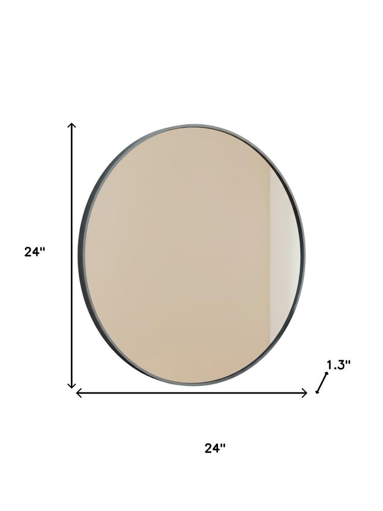 24" Black Metal Round Framed Bathroom Vanity Mirror