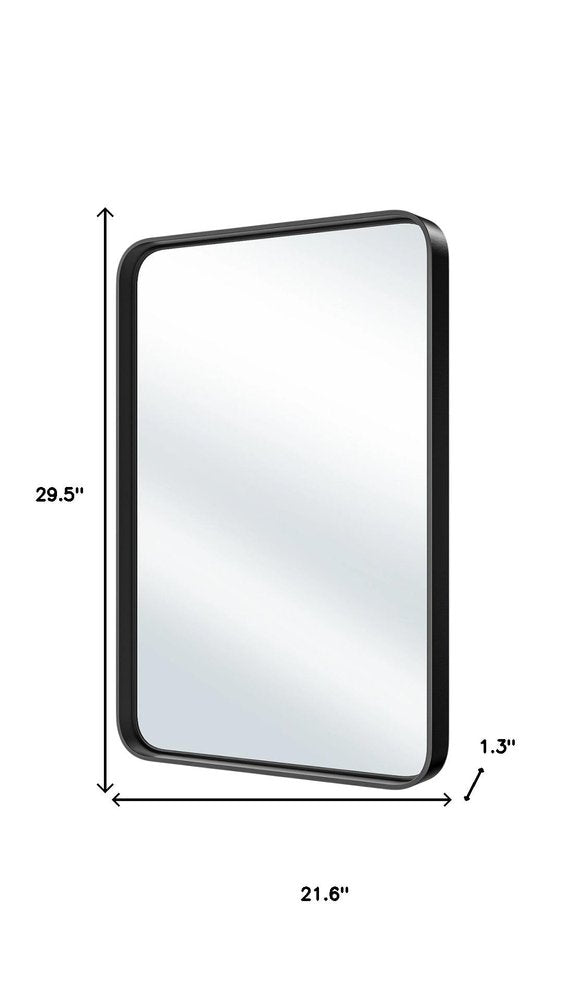 30" Black Metal Floating Framed Bathroom Vanity Mirror