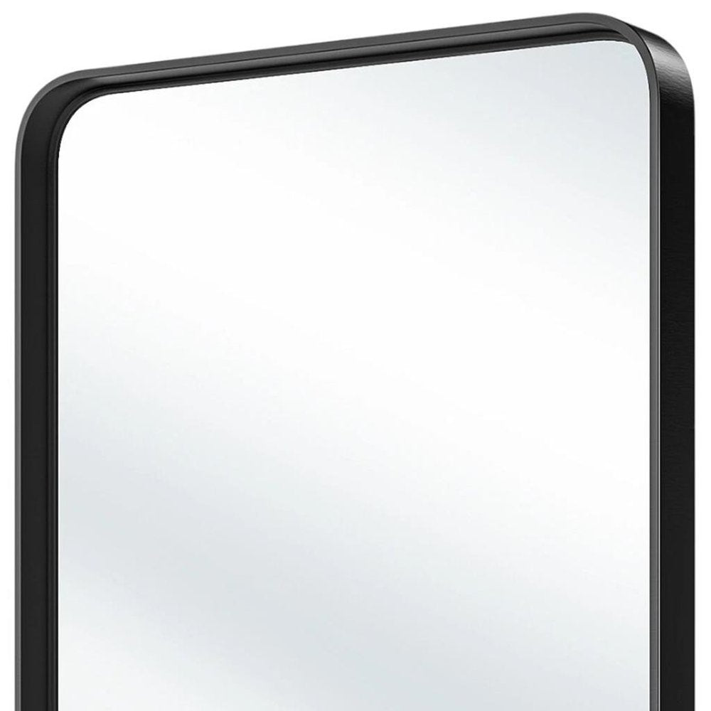 30" Black Metal Floating Framed Bathroom Vanity Mirror
