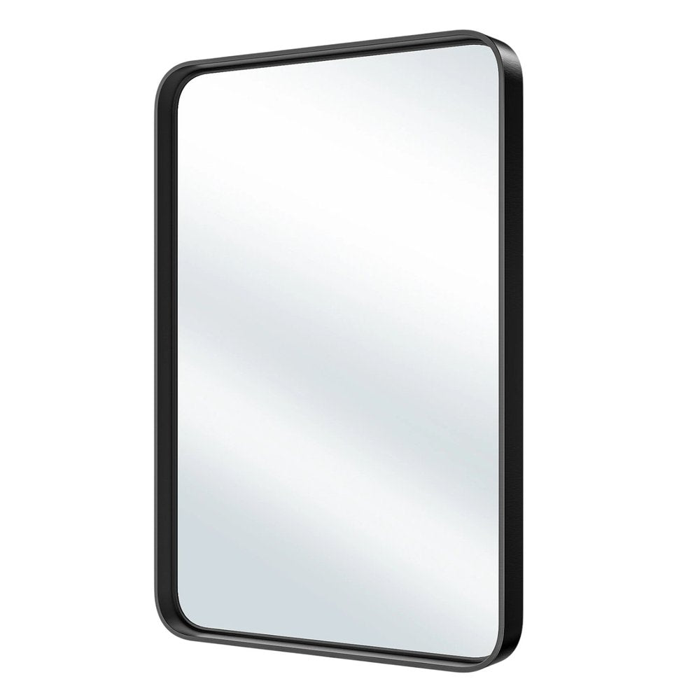 30" Black Metal Floating Framed Bathroom Vanity Mirror