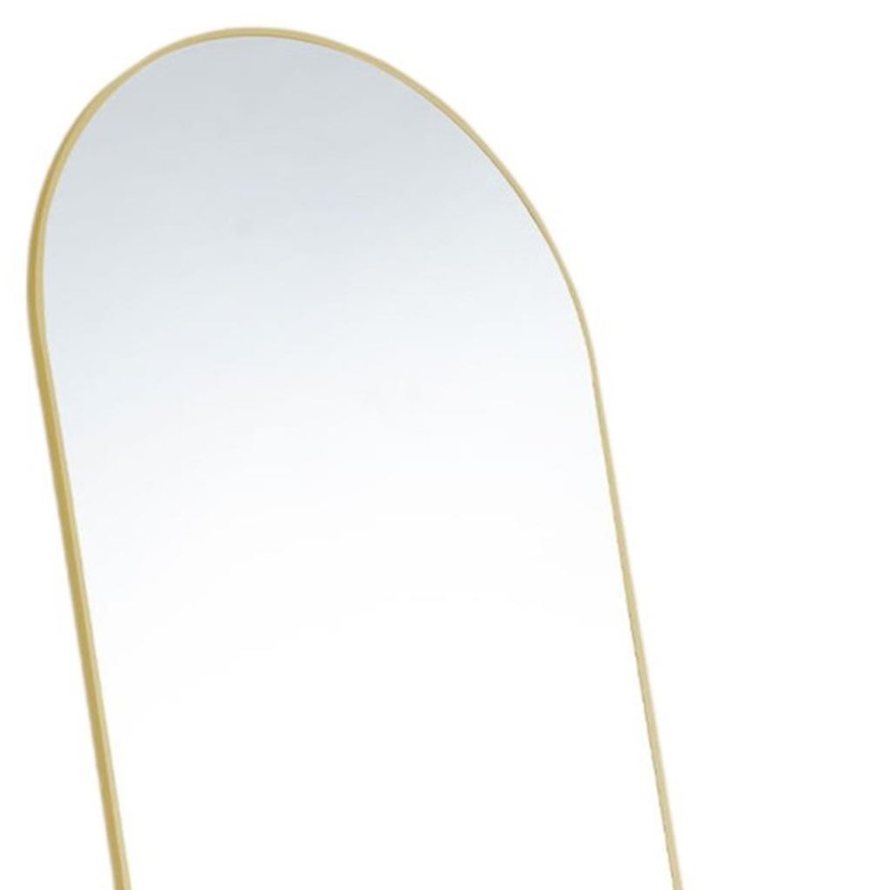 63" Gold Metal Arch Freestanding and Wall Mount Framed Full Length Mirror