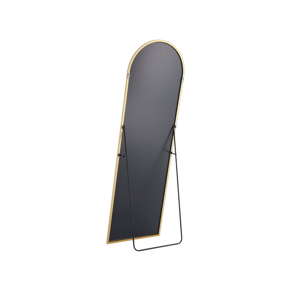 63" Gold Metal Arch Freestanding and Wall Mount Framed Full Length Mirror