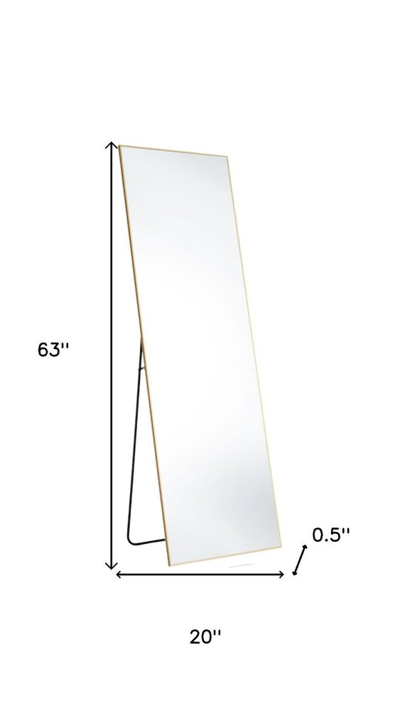 63" Gold Metal Freestanding and Wall Mount Framed Full Length Mirror
