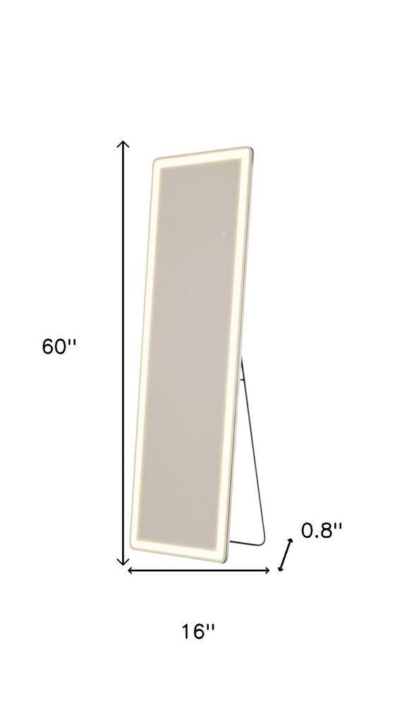 60" Clear Lighted Freestanding and Wall Mount Frameless Full Length Mirror