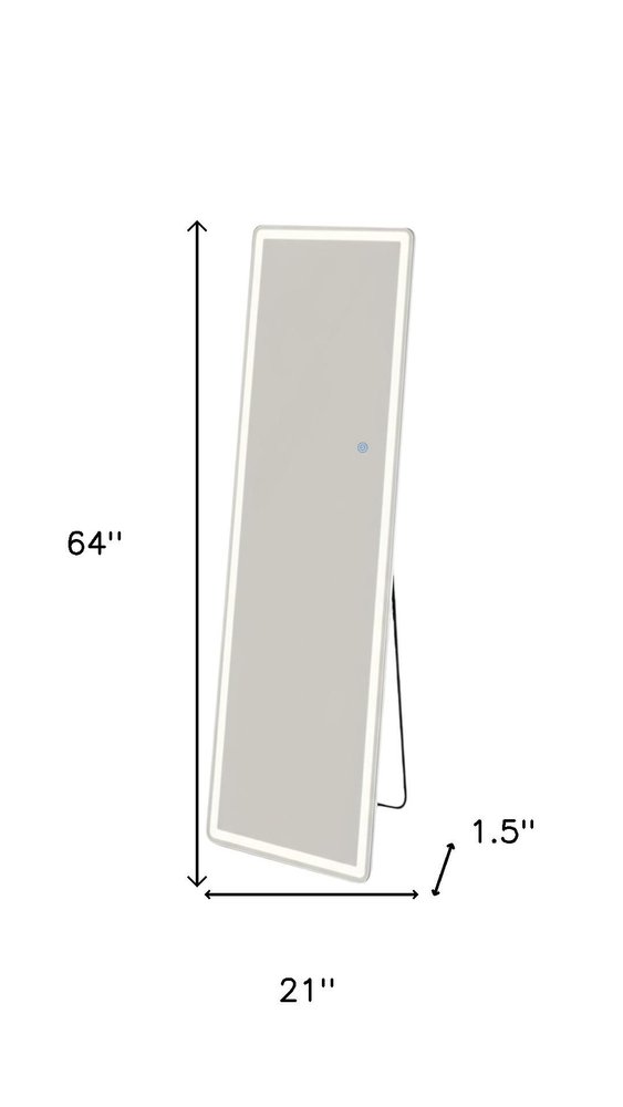 64" Clear Lighted Freestanding and Wall Mount Frameless Full Length Mirror