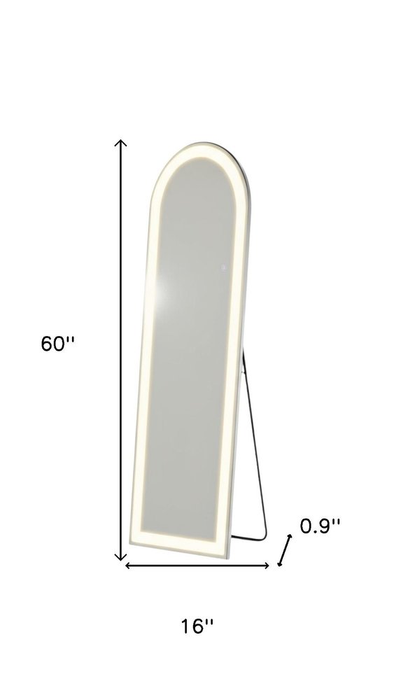 60" Clear Arch Lighted Freestanding and Wall Mount Frameless Full Length Mirror