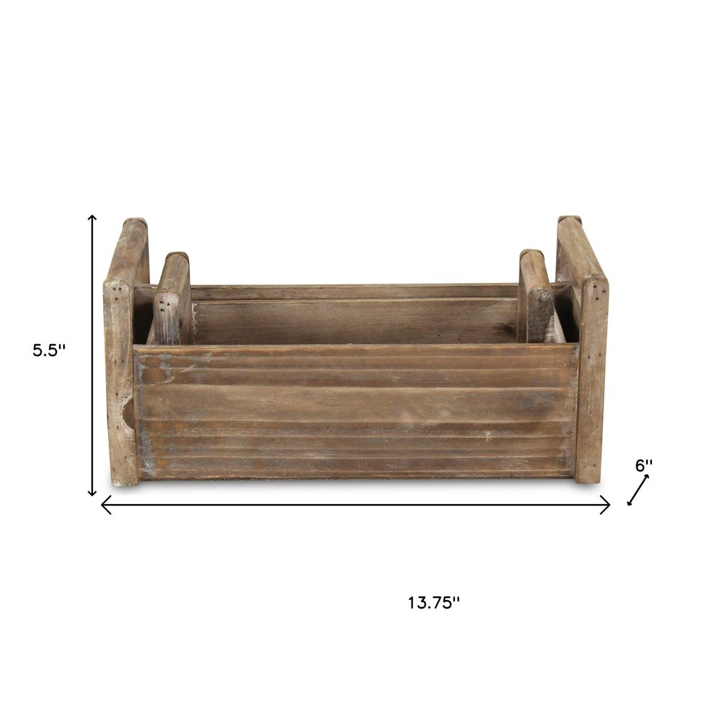 Set of Two Brown Wood 200 Ounce Rectangular Distressed Planter Boxes