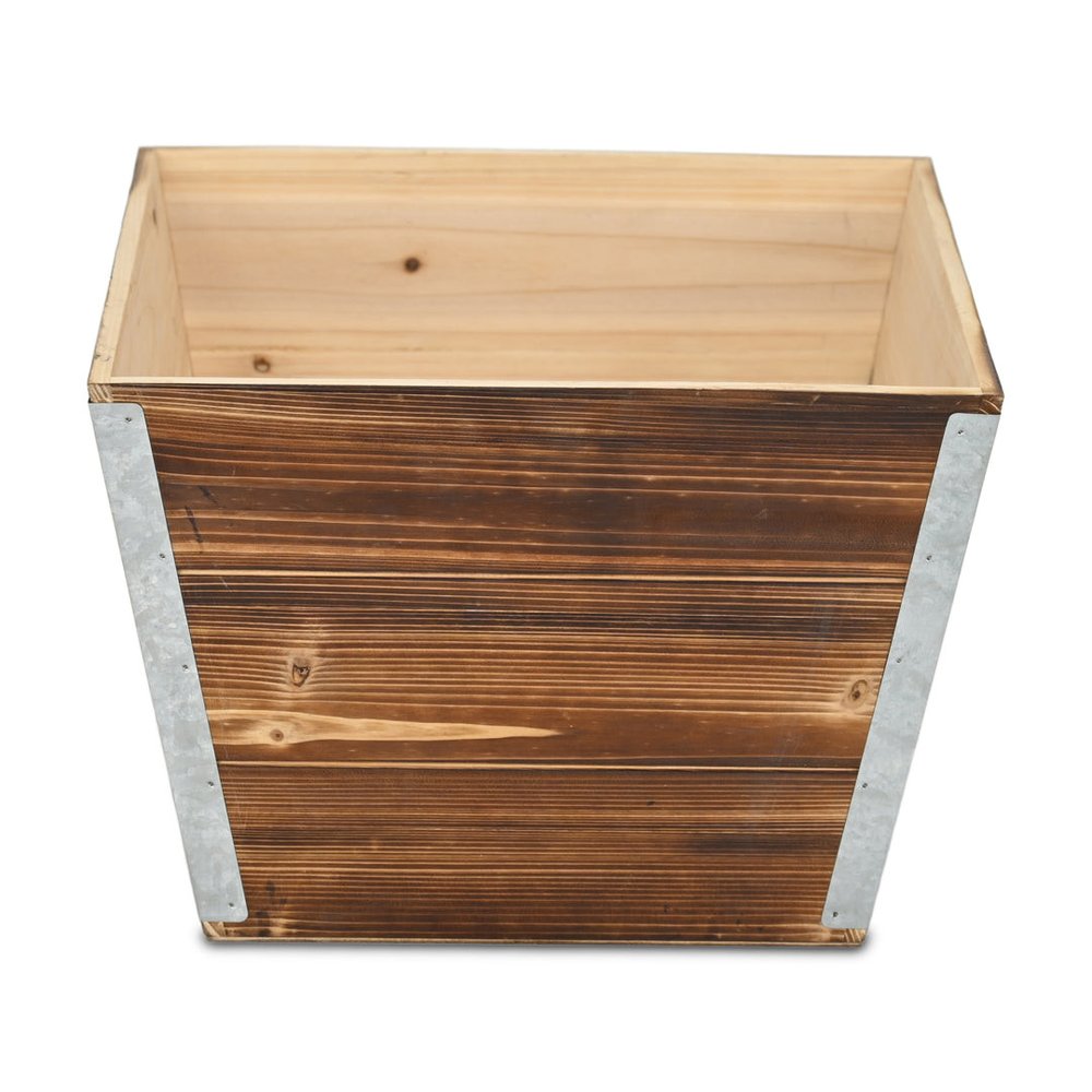Natural And Silver Metal And Wood 1000 Ounce Square Distressed Planter Box