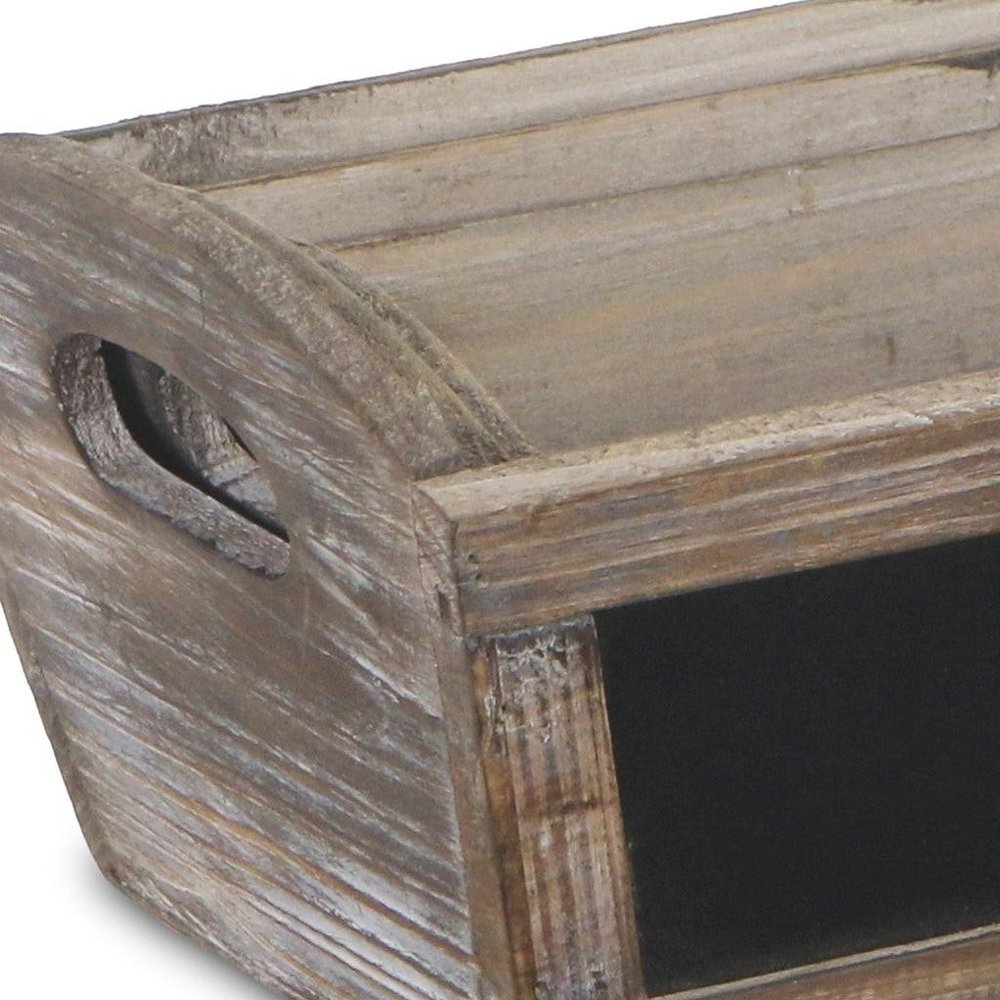 Set of Three Brown Wood 300 Ounce Rectangular Distressed Planter Boxes