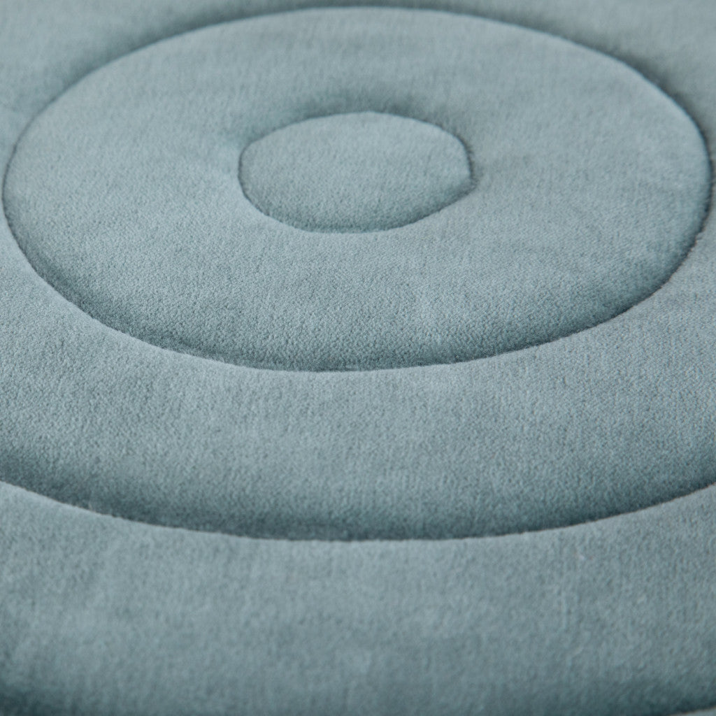 20" Turquoise Velvet Ribbed Round Pouf Ottoman