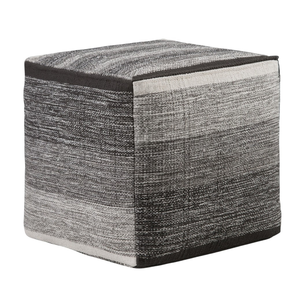 16" Gray Cotton Tone on Tone Cube Pouf Ottoman