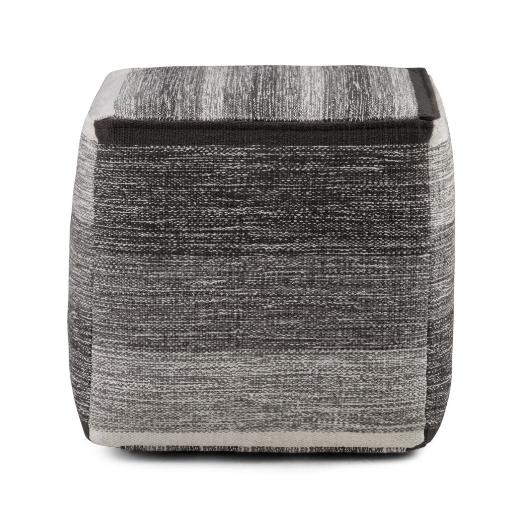16" Gray Cotton Tone on Tone Cube Pouf Ottoman