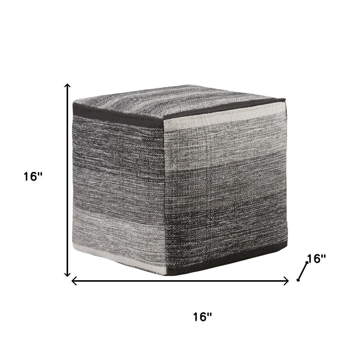 16" Gray Cotton Tone on Tone Cube Pouf Ottoman