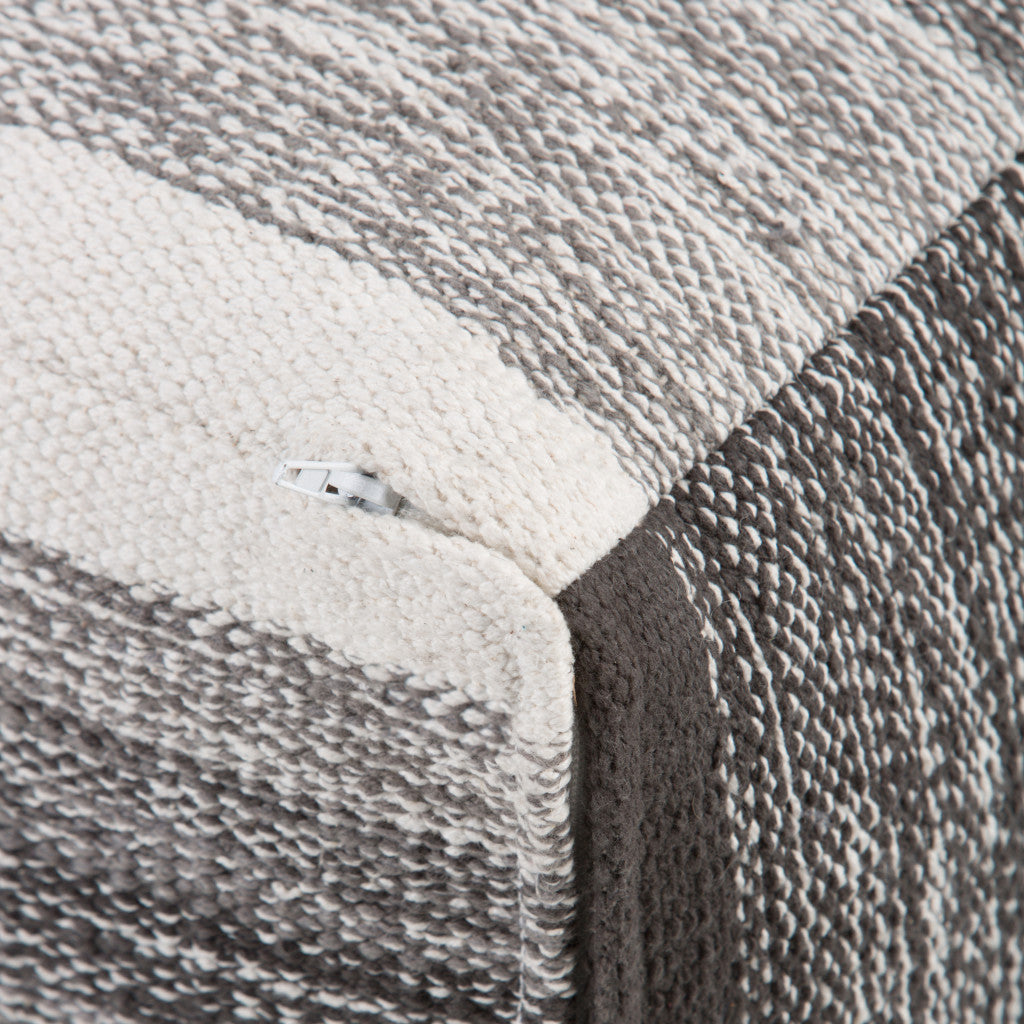 16" Gray Cotton Tone on Tone Cube Pouf Ottoman