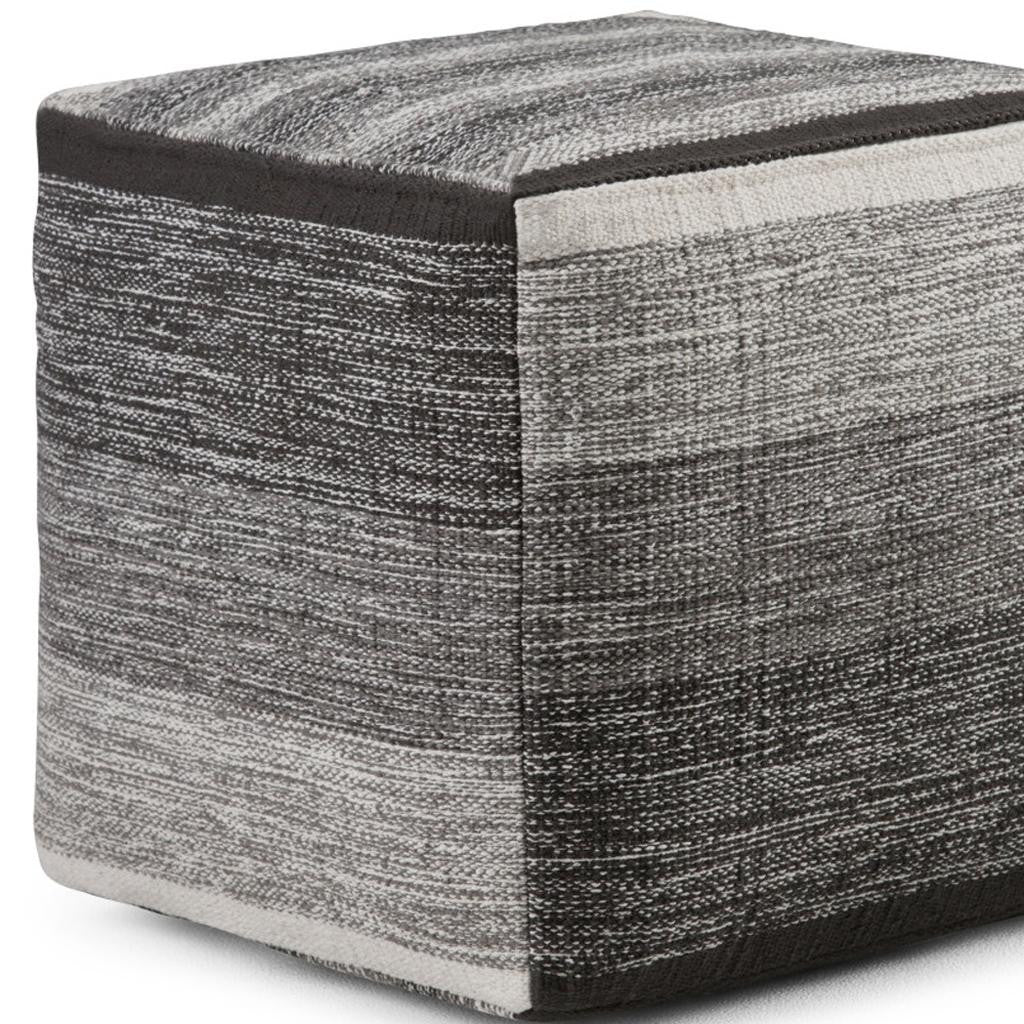 16" Gray Cotton Tone on Tone Cube Pouf Ottoman