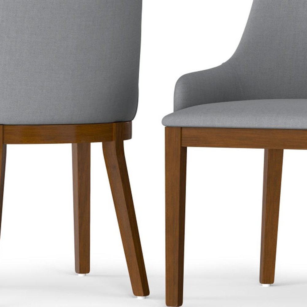 Set of Two Gray and Walnut Solid Wood Dining Parsons Chairs