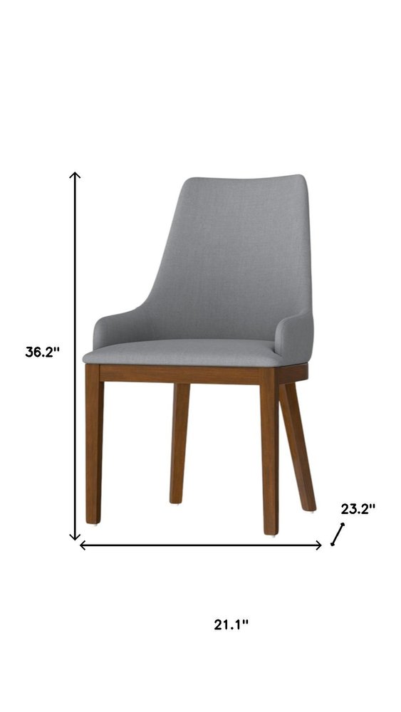 Set of Two Gray and Walnut Solid Wood Dining Parsons Chairs