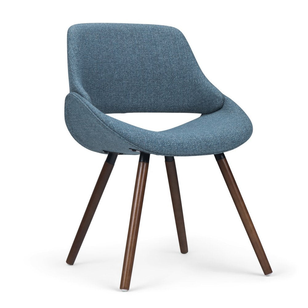 Blue and Natural Solid Wood Dining Parsons Chair