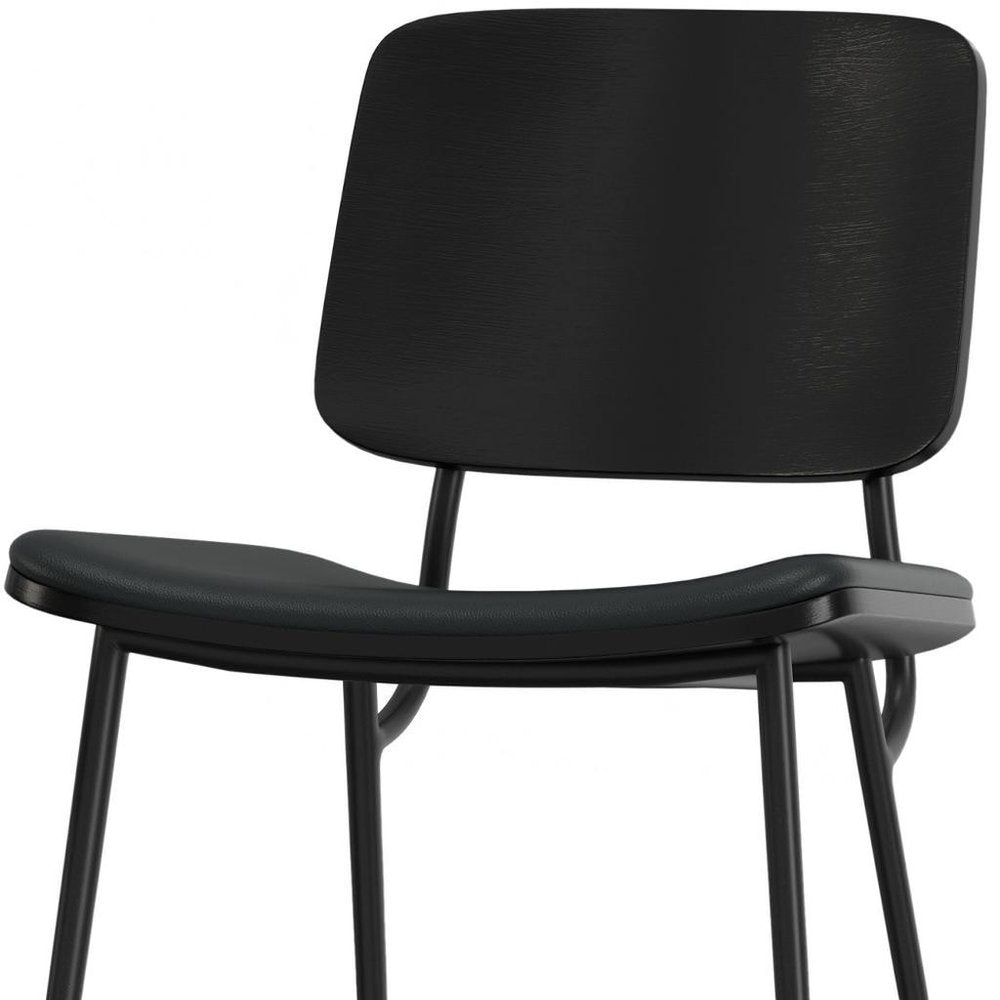 Set of Two Black Solid Wood Dining Parsons Chairs