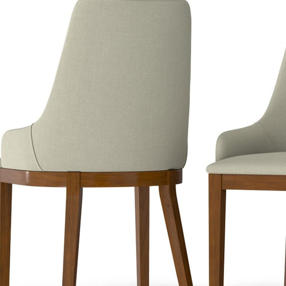 Set of Two Natural and Walnut Solid Wood Dining Parsons Chairs