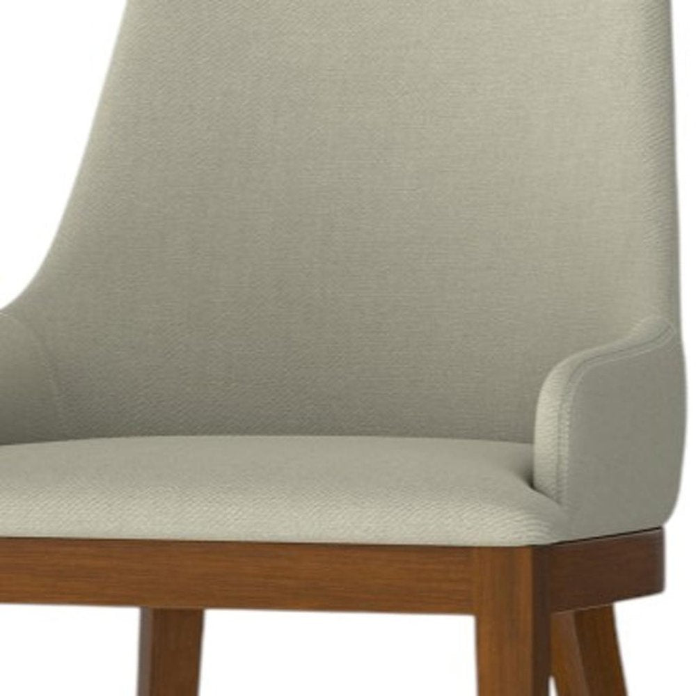 Set of Two Natural and Walnut Solid Wood Dining Parsons Chairs