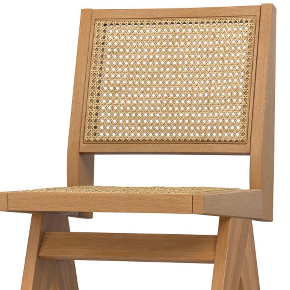 Set of Two Natural Solid Wood Dining Parsons Chairs