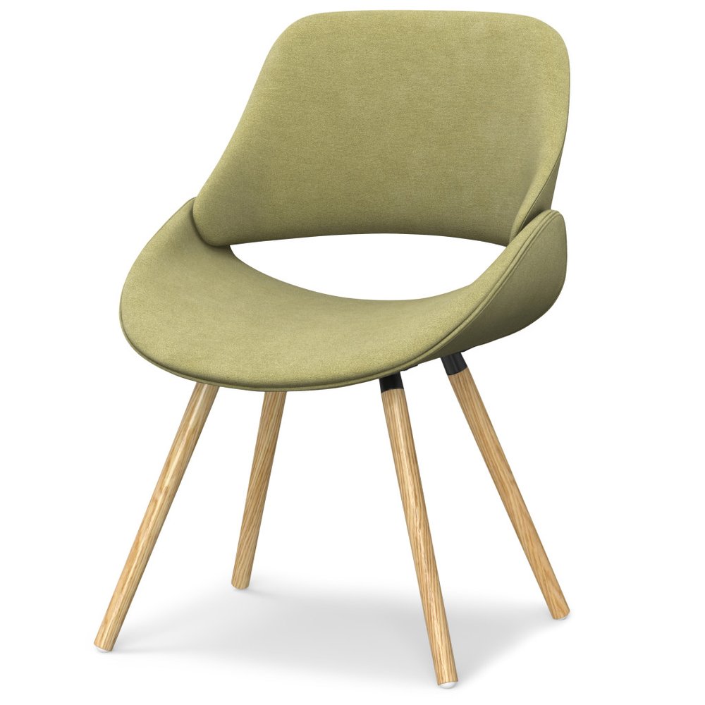 Neon Green and Brown Solid Wood Dining Parsons Chair