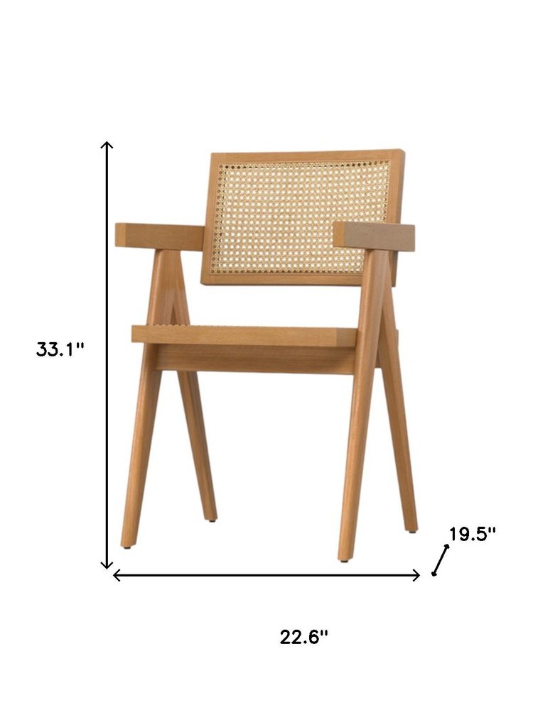 Set of Two Natural Solid Wood Dining Parsons Chairs