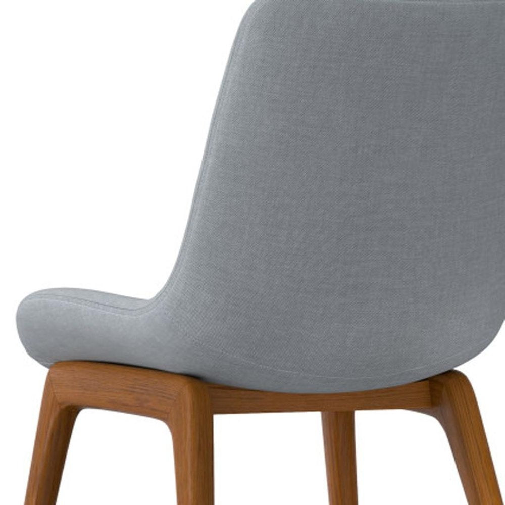Set of Two Gray and Walnut Solid Wood Dining Parsons Chairs