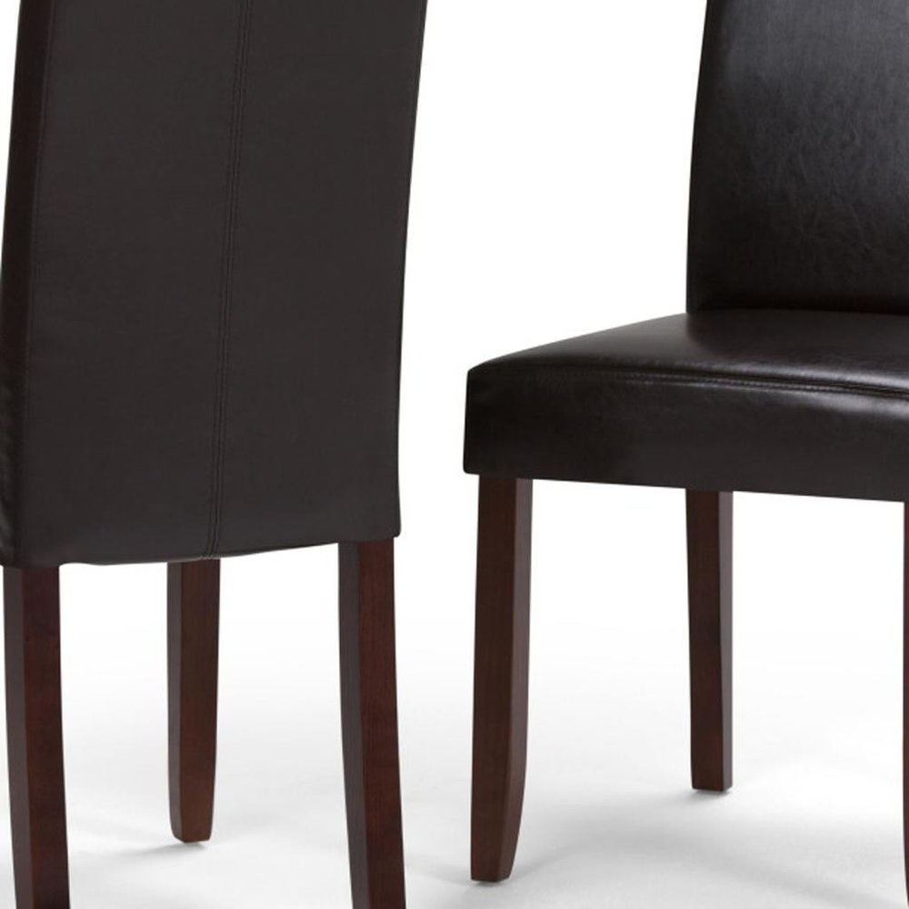 Set of Two Brown Wood Dining Parsons Chairs
