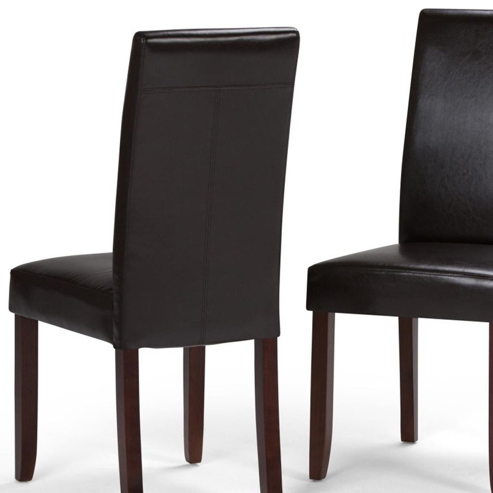 Set of Two Brown Wood Dining Parsons Chairs
