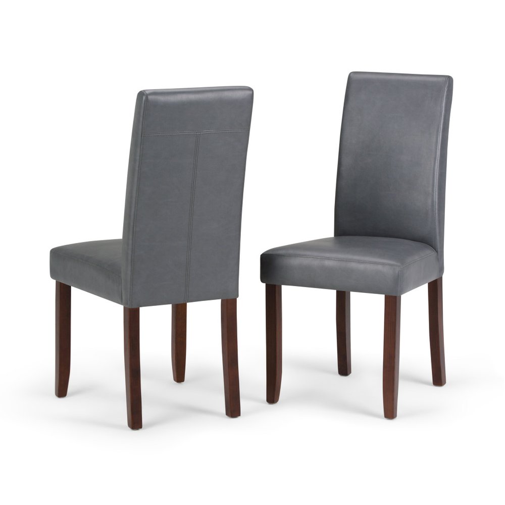 Set of Two Gray and Brown Wood Dining Parsons Chairs