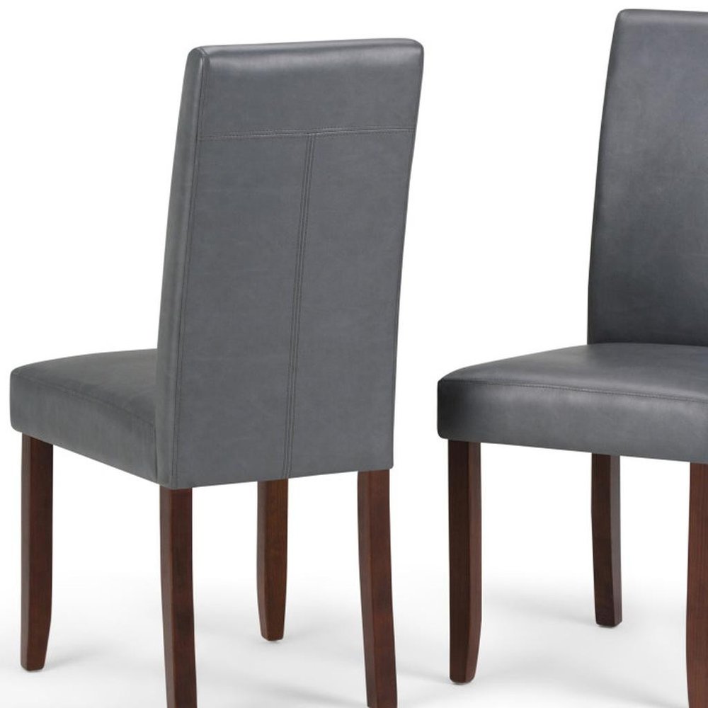Set of Two Gray and Brown Wood Dining Parsons Chairs