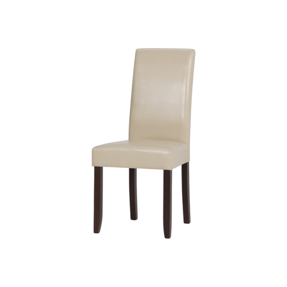 Set of Two Cream and Brown Wood Dining Parsons Chairs