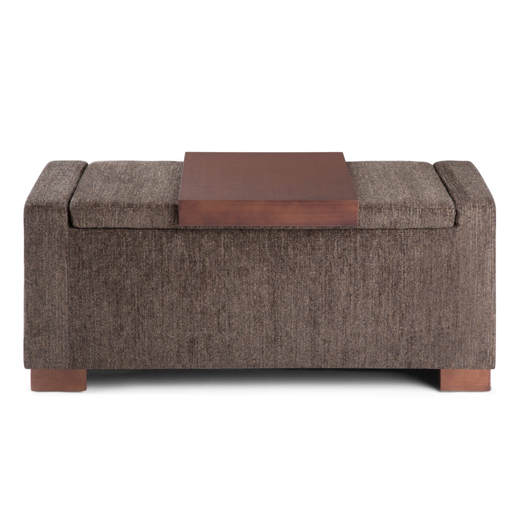 43" Umber And Brown Fabric Ottoman With Storage
