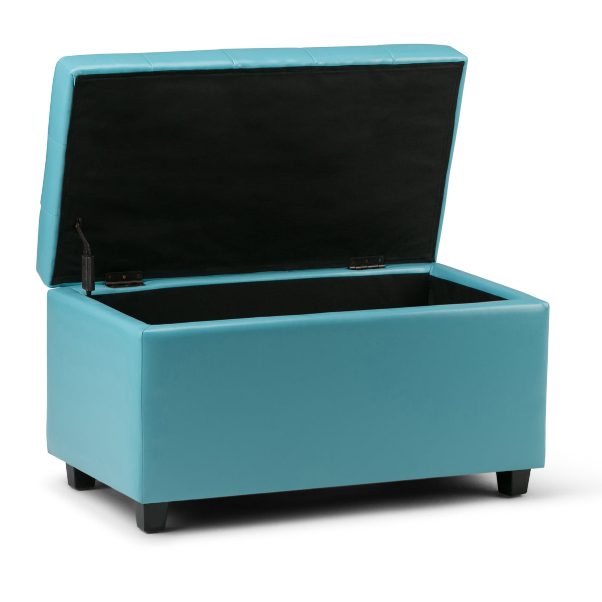 34" Light Blue And Dark Brown Tufted Ottoman With Storage