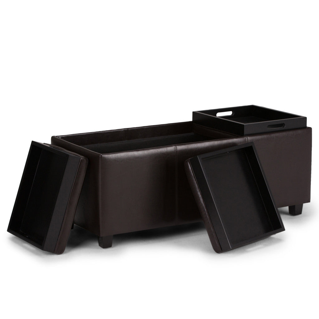 42" Brown And Dark Brown Ottoman With Storage