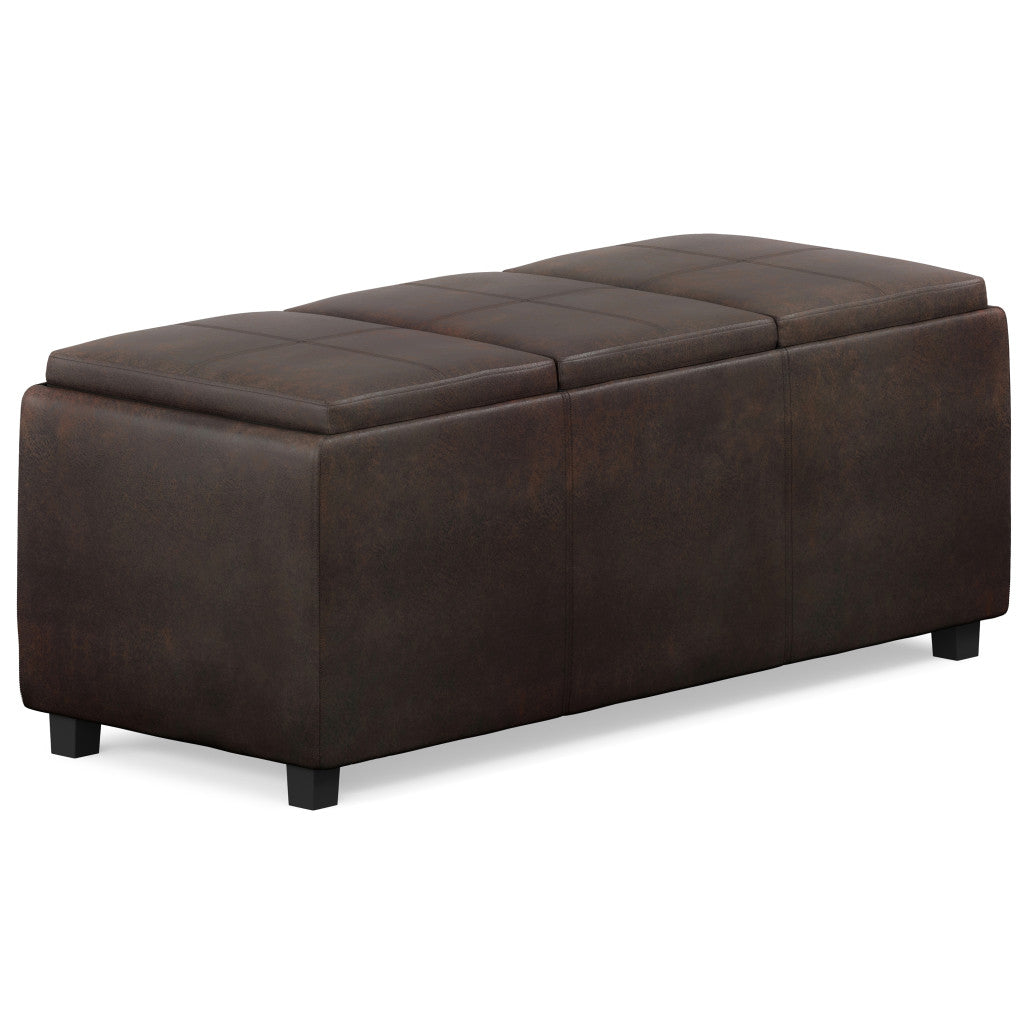 42" Dark Brown Ottoman With Storage
