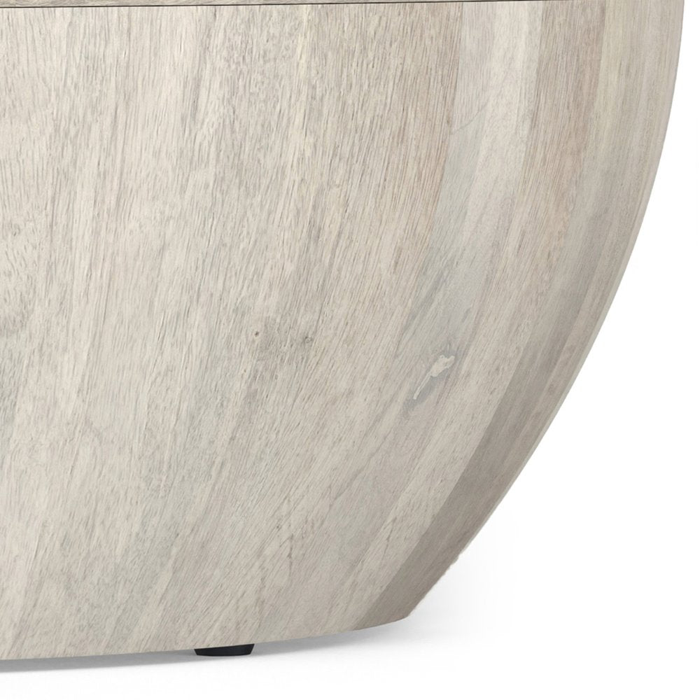 34" White Solid Wood Round Solid Coffee Table