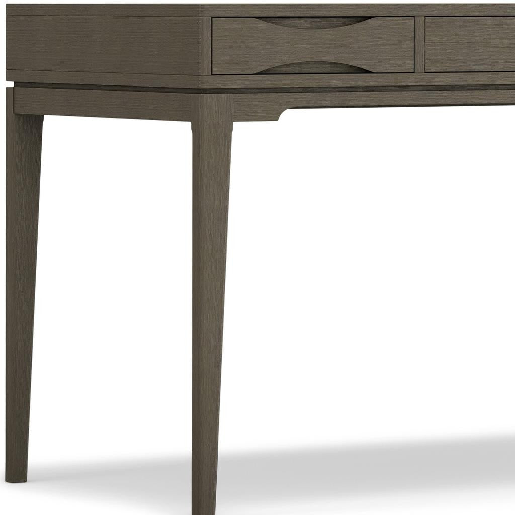 60" Gray Solid Wood Writing Desk With Two Drawers