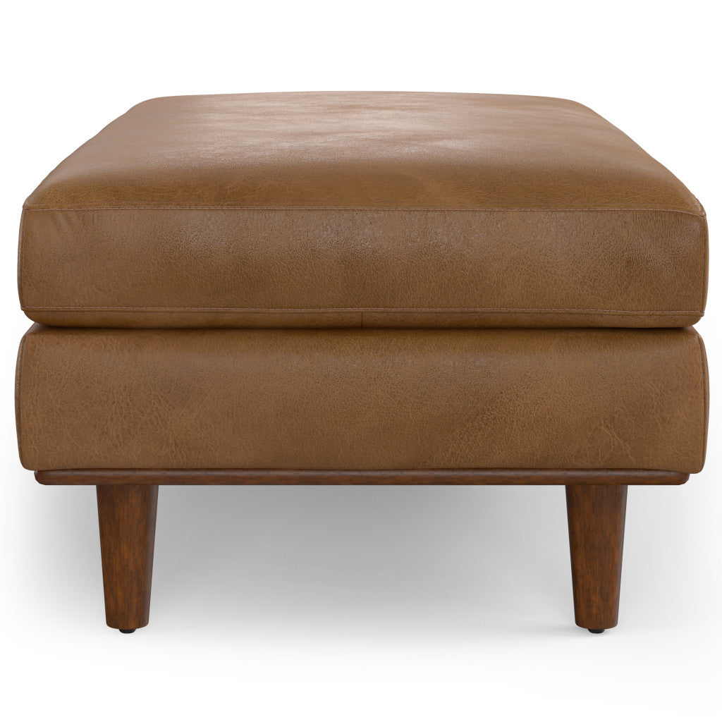 49" Brown Genuine Leather Cocktail Ottoman