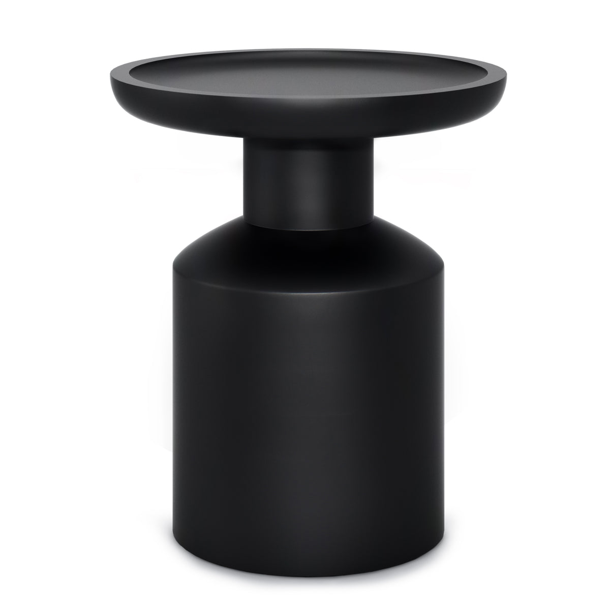 18" Black Solid Wood Round Pedestal End Table