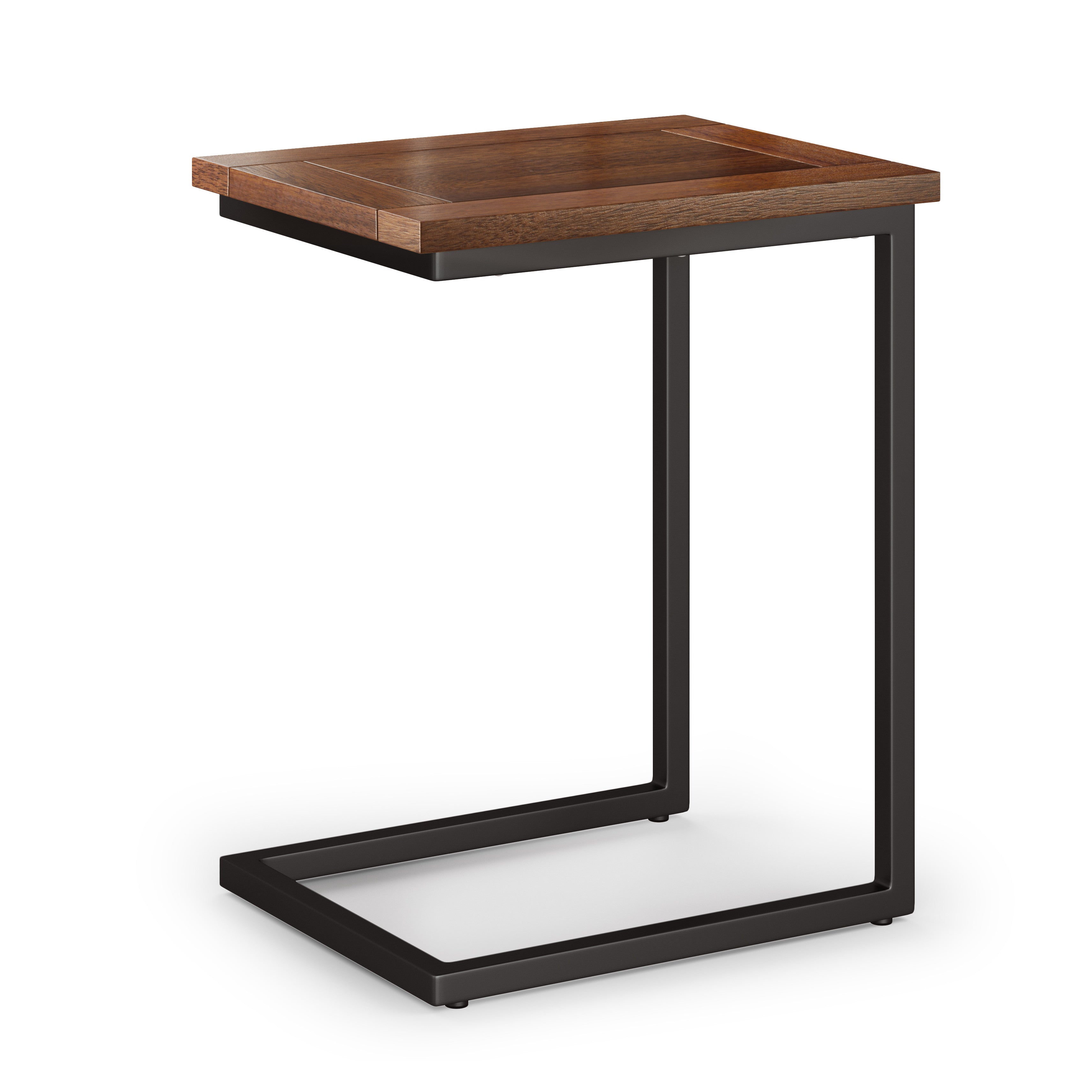 24" Powder Coated Dark Brown and Black Solid Wood and Iron End Table