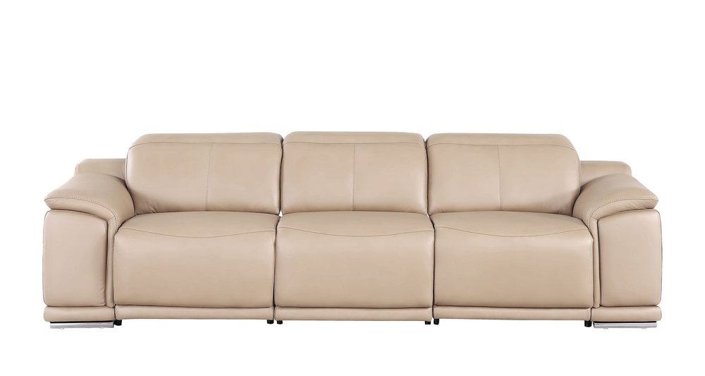 107" Dark Gray Top Grain Leather Reclining USB Sofa