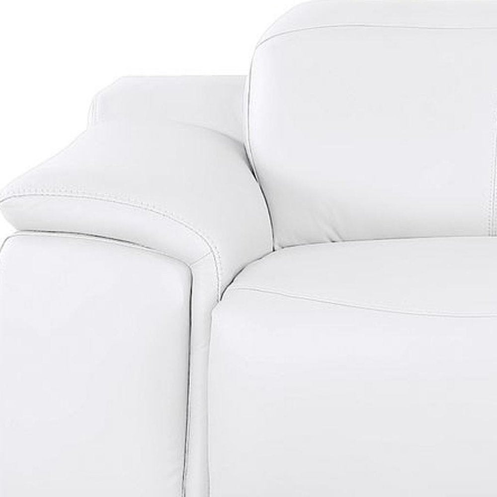 107" Beige Top Grain Leather Reclining USB Sofa