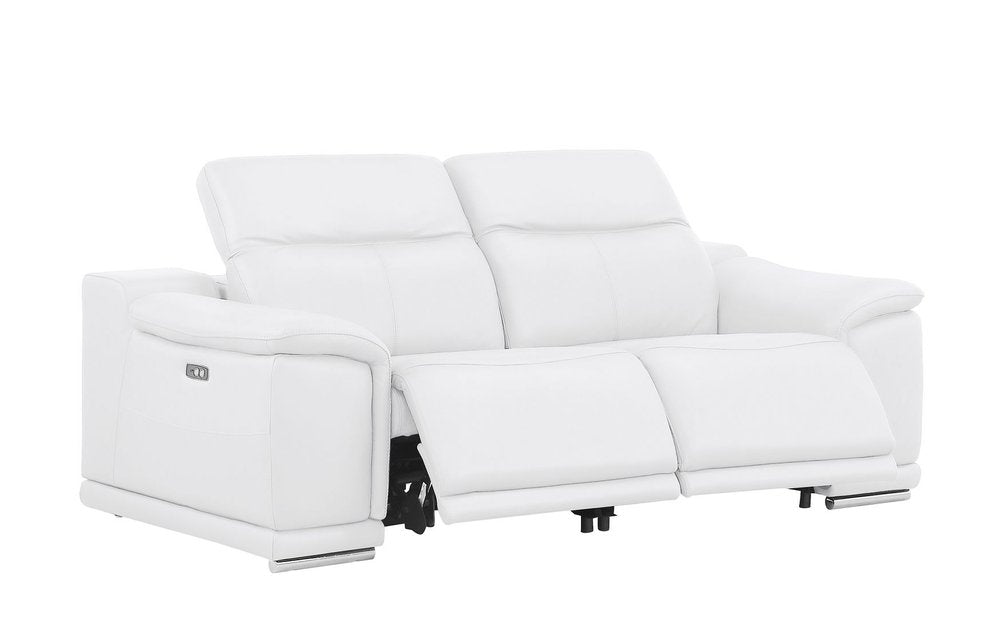 Three Piece White Genuine Leather Six Person Seating Set