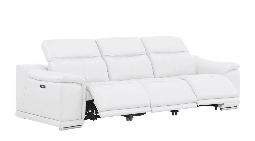 Three Piece White Genuine Leather Six Person Seating Set