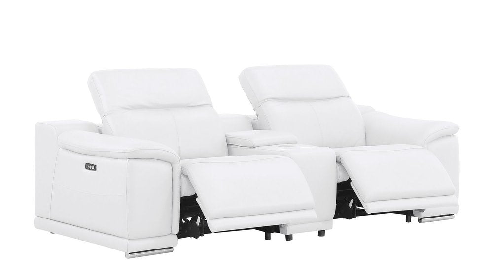 Three Piece White Genuine Leather Six Person Seating Set