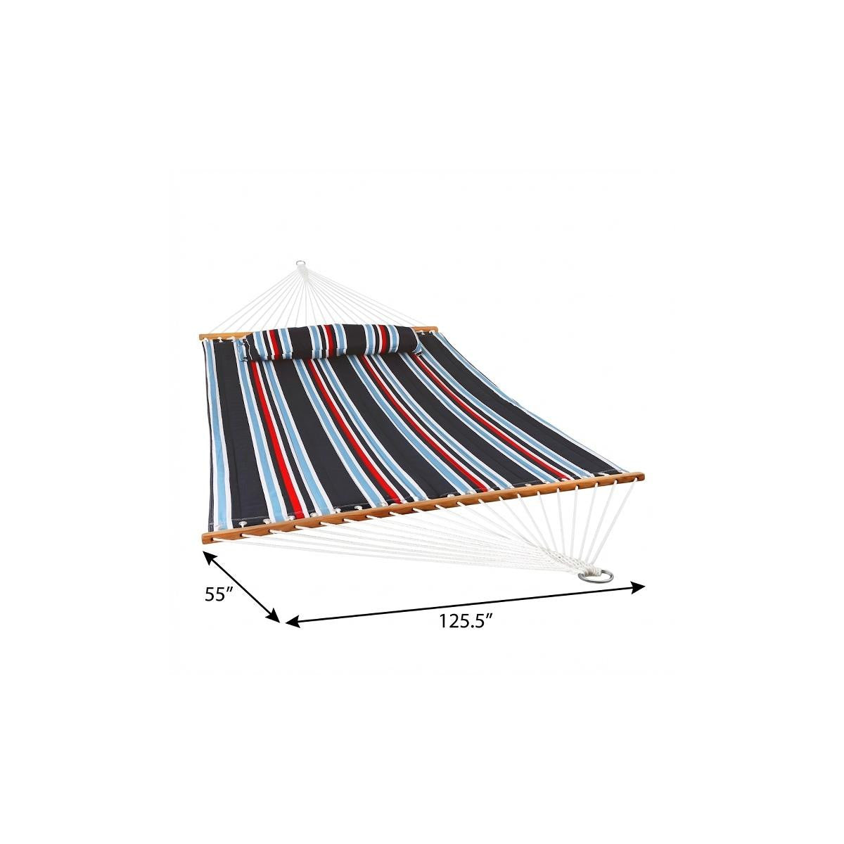 Blue Red And White Striped Double Hammock